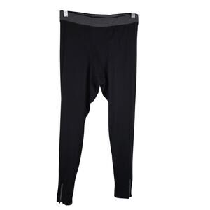 Vuori Base Layer Pants Yoga Black Grey Pull On Ankle Zip Workout‎ Leggings L